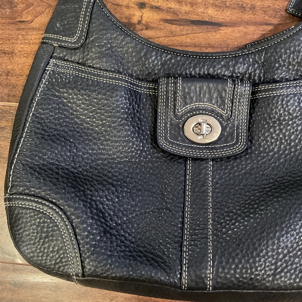 Vintage Coach Black HAMILTON Pebbled Leather Shoulder bag - Picture 2 of 10